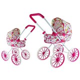 Lean_Toys Retro voziček za punčke z velikimi kolesi in rožami | Shoptok.si