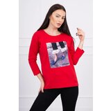 Kesi 3D Graphic Blouse with Zirconia Red Cene