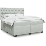 vidaXL Box spring postelja z vzmetnico svetlo siva 200x200 cm žamet Cene