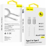 BLAVEC RAPTOR OPLETENI KABEL – TIP C DO TIP C – PD 60W 3A 25 cm – bijeli | shoptok.hr