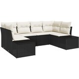 vidaXL 6-delni set vrtnih kavčev z blazinami Črn poli ratan, (22091327) | Shoptok.si