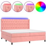 Box spring postelja z vzmetnico LED roza 160x200 cm žamet, (20999449) | Shoptok.si