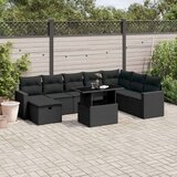  9-dijelni set vrtnih sofa s jastucima crni od poliratana | shoptok.hr