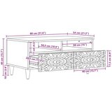  Stolić za kavu s ladicama Smeđa 80 x 54 x 40 cm Čvrsto drvo manga | shoptok.hr
