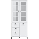  Visoka komoda VIKEN bijela 80 x 40 x 190 cm od masivne borovine | Shoptok.si