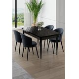 Hanah home Rasklopivi trpezarijski sto i stolice (5 delova) Asfel Black Marble Anthracite | Eponuda.com