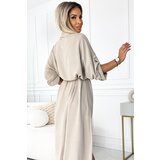 numoco basic Midi shirt dress with gold buttons and Numoco tie | ePonuda.com
