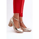 Boto Faux Leather Pumps on Block Heel Gold Raniyah | Shoptok.si