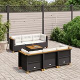 Maison Chic Seti vrtnega pohištva - Vrtna garnitura - Vrtni pohištvo set 7-delna z blazinami črn poli ratan, (21801277) | Shoptok.si