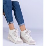 Gemre White women's sneakers with thick laces Gralina Cene