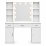  Kozmetički toaletni stolić s LED ogledalom i ladicama, bijeli, 141 × 114 × 39 cm | shoptok.hr