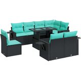  Vrtna garnitura - 9-dijelni set vrtnih sofa s jastucima crni od poliratana bagrem - Crna sa spremištem 1 | shoptok.hr