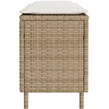  Vrtna klupa s jastukom bež 110x30x40,5 cm poli ratan | shoptok.hr