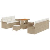 vidaXL 10-dijelni vrtni set sofe s jastučićima - Bež poly ratan akacija, 2-sjedalna vrtna sofa sa skladištem i jastučićima - Bež poly ratan, 3-dijelni vrtni set za objedovanje s jastučićima - Bež poly ratan akacija Cijene