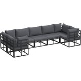  Sjedeća garnitura za vrt s jastukom 7 pcs Crna Aluminij | Eponuda.com