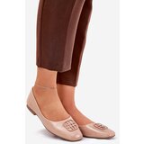 VINCEZA Lacquered Elegant Women's Ballet Flats With Decorative Detail Beige 17377 | shoptok.hr