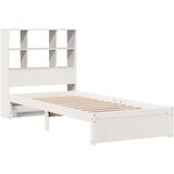 vidaXL Krevet s regalom za knjige bez madraca bijeli 90x190cm borovina | shoptok.hr