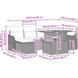 vidaXL 7-delni Vrtni Kavč Set z Blazinami Črn Poli Ratan | Shoptok.si