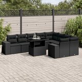 Maison Chic Seti vrtnega pohištva - Vrtna garnitura - Vrtni pohištvo set 10-delna z blazinami črn poli ratan, (21812389) | Shoptok.si