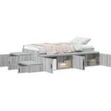  Okvir kreveta sivi sonoma čvrsto drvo metal 100 x 200 cm pohrana | shoptok.hr