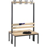 C+P Garderobna klop BASIC, obojestranska, letev s kljukicami, bukev, dolžina 1000 mm | Shoptok.si