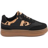 Shelvt Women's black sneakers with leopard print inserts | Shoptok.si