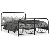 Furnova Kovinski posteljni okvir z vzglavjem in vznožjem črn 140x190 cm, (21941407) | Shoptok.si