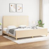 Maison Chic Posteljni okvir - Dvoposteljna postelja - Zakonska postelja brez vzmetnice krem 200x200 cm blago-J3983, (21759661) | Shoptok.si