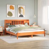 vidaXL Knjižna postelja brez vzmetnice vošč. rjava 200x200 cm borovina | Shoptok.si