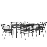 vidaXL 7-dijelni vrtni blagovaonski set s jastucima, crno | shoptok.hr