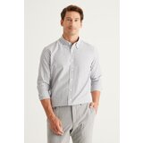 Altinyildiz classics Men's Black-White Slim Fit Slim Fit Button Collar Cotton Striped Shirt | ePonuda.com
