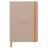  Notes A5, Rhodiarama soft, s gumicom, diktando crte, rose smoke Slike