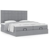 vidaXL Otomanski posteljni okvir z vzmetnicami siv 200x200 cm blago | Shoptok.si