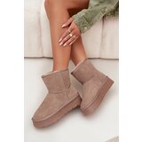 Boto Women's Snow Boots Made of Natural Suede on Platform Beige Privine | Shoptok.si