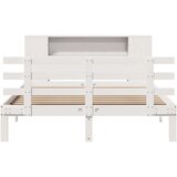 vidaXL Knjižna postelja brez vzmetnice bela 135x190 cm trdna borovina | Shoptok.si