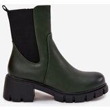 Boto Women Boots On Block Eco Leather Dark Green Kyra | shoptok.hr