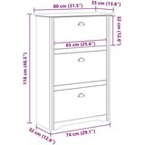  Polica za cipele s ladicama BODO Medeno smeđa 80 x 35 x 118 cm - boja meda | shoptok.hr