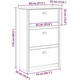  Polica za cipele s ladicama BODO Medeno smeđa 80 x 35 x 118 cm | Eponuda.com