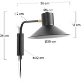 Kave Home Črna stenska svetilka ø 20 cm Aria – | Shoptok.si