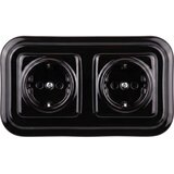  Elhard - Dvostruka keramička retro kućna utičnica sa okvirom SCHUKO 230V crna Cene