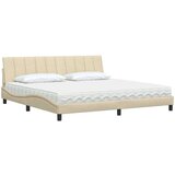  Postelja z vzmetnico krem 200x200 cm blago, (22053145) | Shoptok.si