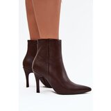 Boto Heated Women's Ankle Boots On Heel Eco Leather Chocolate Nolisse | shoptok.hr