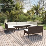 The Living Store Vrtna sedežna garnitura 9-delna z blazinami poli ratan rjava - Vrtna Sedežna Garnitura, (21422667) | Shoptok.si