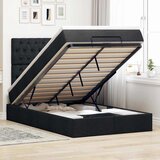  Otomanski krevet madracem i LED crna 120x190 cm tkanina | shoptok.hr