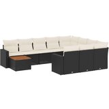 Maison Chic Seti vrtnega pohištva - Vrtna garnitura - Vrtni pohištvo set 11-delna z blazinami črn poli ratan, (21815043) | Shoptok.si