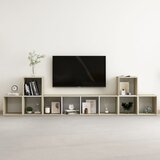 vidaXL Komplet TV omaric 5-delni bel in sonoma hrast iverna plošča | Shoptok.si