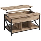 Songmics klubska mizica, miza za dnevno sobo nastavljiva po višini, klubska mizica, odprta in skrita shramba, x-struts, 60 x 100 x (48-62) cm, kamelje rjava/črna LCT205K50, (21387891) Cene