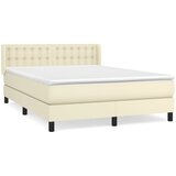 vidaXL Box spring postelja z vzmetnico krem 140x190 cm umetno usnje, (20901969) | Shoptok.si