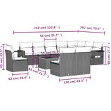  11-dijelni set vrtnih sofa od poliratana s jastucima crni | shoptok.hr
