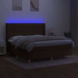  Box spring postelja z vzmetnico LED temno rjava 160x200cm blago, (20901392) | Shoptok.si